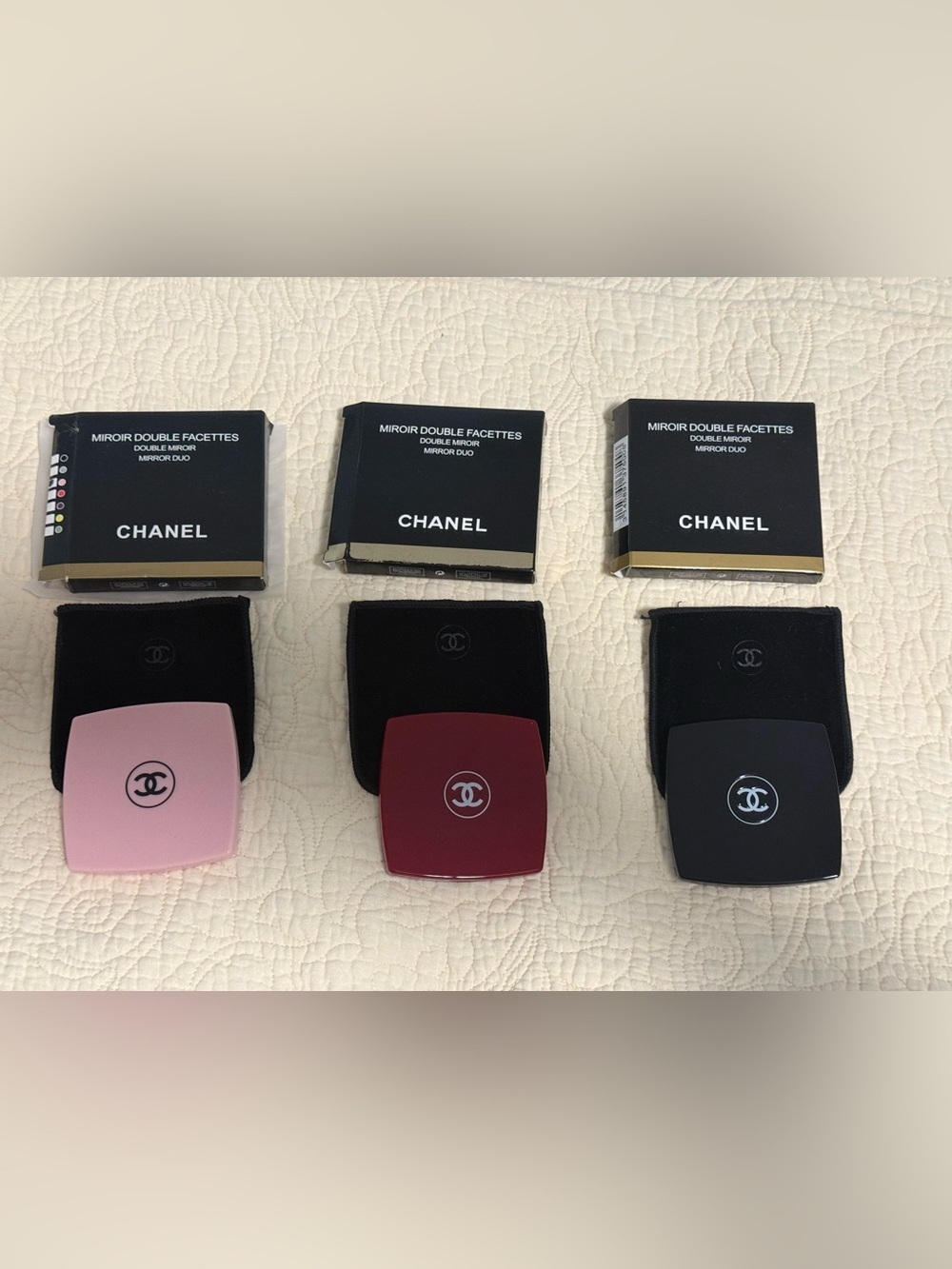CHANEL Compact Mirror with White CC Emblem! Three Colors Pick ONE! NWB